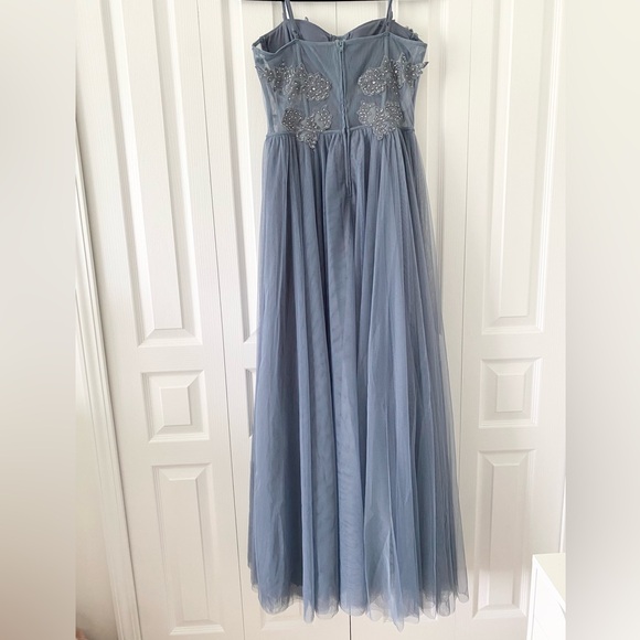 Windsor Blue Mesh Corset Prom Dress - Picture 9 of 12